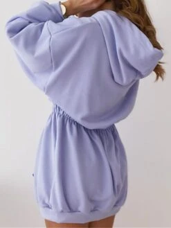 Women's Casual Dress Hoodie Dress Mini Dress Active Daily Outdoor Holiday Vacation Hoodie Pocket Solid Color Regular Fit Black White Pink S M L XL XXL -Casual Print Dress Sales bugthi1695027797221