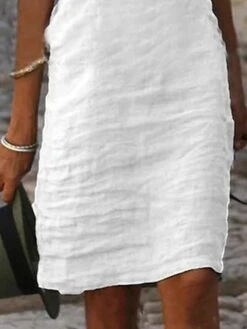 Women's Casual Dress Lace Dress White Dress Midi Dress Lace Patchwork Daily Date Going Out Fashion Basic Square Neck Short Sleeve 2023 Loose Fit White Color S M L XL XXL Size -Casual Print Dress Sales bvormq1686719947279