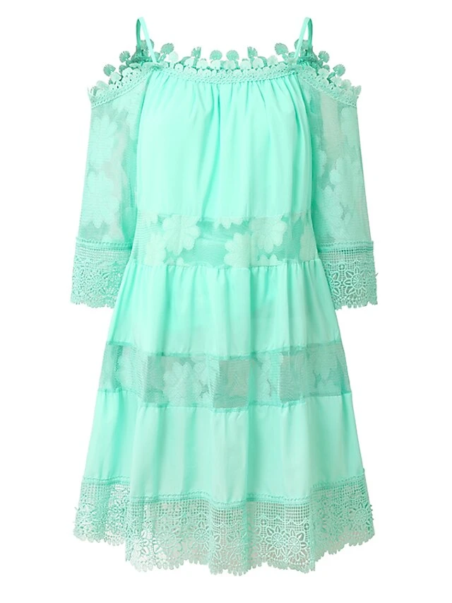 Women's Casual Dress Lace Dress Mini Dress Black Green Light Blue Half Sleeve Pure Color Lace Summer Spring Crew Neck Stylish Vacation Loose Fit 2023 S M L XL XXL 3XL 4XL 5XL 7 Women's Casual Dress Lace Dress Mini Dress Black Green Light Blue Half Sleeve Pure Color Lace Summer Spring Crew Neck Stylish Vacation Loose Fit 2023 S M L XL XXL 3XL 4XL 5XL - Image 7