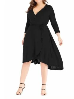 Women's Plus Size Curve Work Dress Black Dress A Line Dress Fashion Midi Dress Lace Up Asymmetrical V Neck 3/4 Length Sleeve Plain Loose Fit Black Blue Fall XL XXL 3XL 4XL 5XL 15 Women's Plus Size Curve Work Dress Black Dress A Line Dress Fashion Midi Dress Lace Up Asymmetrical V Neck 3/4 Length Sleeve Plain Loose Fit Black Blue Fall XL XXL 3XL 4XL 5XL -Casual Print Dress Sales bwbjti1693203429871