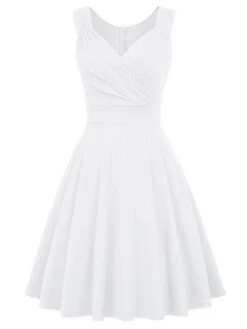 Women‘s Christmas Party Dress Swing Dress Green Dress Midi Dress Black White Wine Sleeveless Pure Color Ruched Summer Spring Fall V Neck Party Party Wedding Guest 2022 S M L XL XXL -Casual Print Dress Sales bwjxsm1635432110174