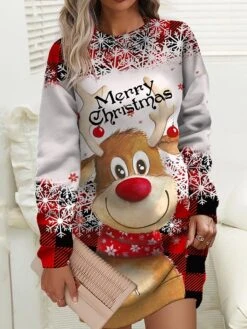 Women‘s Christmas Casual Dress Sweatshirt Dress Mini Dress Warm Fashion Outdoor Holiday Crew Neck Print Animal Tree Loose Fit White Red Burgundy S M L XL XXL 5 Women‘s Christmas Casual Dress Sweatshirt Dress Mini Dress Warm Fashion Outdoor Holiday Crew Neck Print Animal Tree Loose Fit White Red Burgundy S M L XL XXL -Casual Print Dress Sales bxhpcr1694157707856