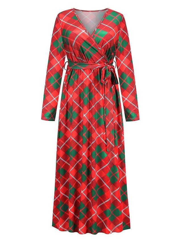 Women's Christmas Casual Dress Sheath Dress Light Pink Green Black Long Sleeve With Belt Winter Fall Autumn V Neck 2022 S M L XL 2XL 4 Women's Christmas Casual Dress Sheath Dress Light Pink Green Black Long Sleeve With Belt Winter Fall Autumn V Neck 2022 S M L XL 2XL - Image 4