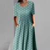 Women's Shift Dress Polka Dot Dress Midi Dress Green Light Blue Short Sleeve Polka Dot Print Summer Spring Crew Neck Casual 2023 S M L XL XXL