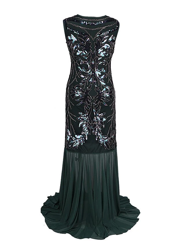 Women's Retro 1920s Sequin Dress Long Dress Maxi Dress Party Evening Party Sequins Patchwork Floral V Neck Sleeveless Regular Fit Spring Fall 2023 Black Red S M L XL 5 Women's Retro 1920s Sequin Dress Long Dress Maxi Dress Party Evening Party Sequins Patchwork Floral V Neck Sleeveless Regular Fit Spring Fall 2023 Black Red S M L XL - Image 5