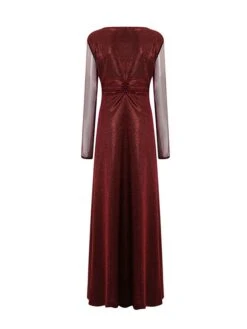 Women's Plus Size Curve Party Dress Sheath Dress Burgundy Dress Solid Color Plain Long Dress Maxi Dress Long Sleeve V Neck Fashion Party Black Wine Fall Winter L XL XXL 3XL 4XL -Casual Print Dress Sales cbyknp1695018860512