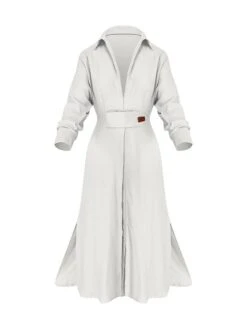 Women's Shirt Dress Casual Dress Sheath Dress Maxi Long Dress Outdoor Office Daily Polyester Fashion Modern Shirt Collar Button Long Sleeve Summer Spring Fall 2023 Loose Fit White Pink Blue Plain S M -Casual Print Dress Sales ccpohv1684320406326