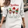 Women's Christmas Casual Dress Sweatshirt Dress Mini Dress Warm Fashion Outdoor Vacation Crew Neck Print Hat Loose Fit Black White Red S M L XL XXL
