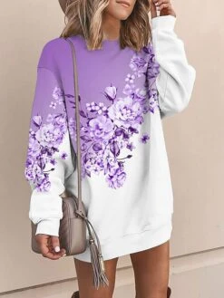 Women's Casual Dress Sweatshirt Dress Mini Dress Warm Fashion Outdoor Vacation Going Out Crew Neck Print Floral Loose Fit Pink Blue Purple S M L XL XXL 9 Women's Casual Dress Sweatshirt Dress Mini Dress Warm Fashion Outdoor Vacation Going Out Crew Neck Print Floral Loose Fit Pink Blue Purple S M L XL XXL -Casual Print Dress Sales cedhne1694166432222