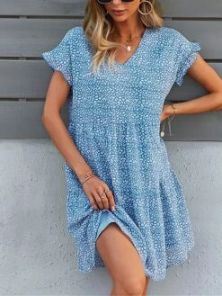 Women's Casual Dress Chiffon Dress Floral Dress Floral Color Block Print V Neck Mini Dress Active Fashion Outdoor Street Short Sleeve Regular Fit White Pink Red Summer Spring S M L XL XXL -Casual Print Dress Sales cegwbu1688036780453