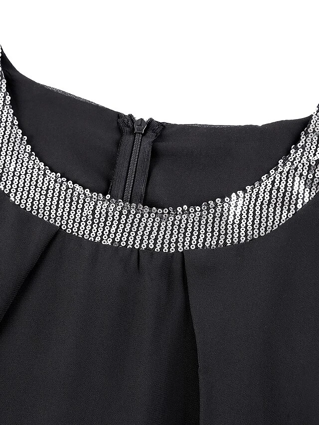 Women‘s Plus Size Curve Work Dress Chiffon Dress Swing Dress Fashion Midi Dress Layered Fake Two Piece Crew Neck 3/4 Length Sleeve Plain Regular Fit Black Red Navy Blue Summer Spring 7 Women‘s Plus Size Curve Work Dress Chiffon Dress Swing Dress Fashion Midi Dress Layered Fake Two Piece Crew Neck 3/4 Length Sleeve Plain Regular Fit Black Red Navy Blue Summer Spring - Image 7