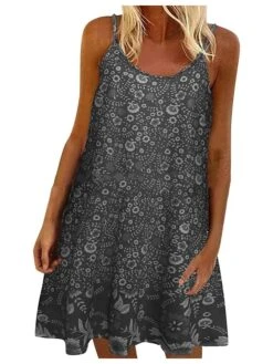 Women's Shift Dress Midi Dress Vintage Purple Vintage Green Vintage Gray Sleeveless Print Print Summer Spring Crew Neck Casual Daily 2023 S M L XL XXL 3XL 4XL 5XL -Casual Print Dress Sales cfbmqu1620187128219