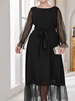 Women's Plus Size Prom Dress Party Dress Wedding Guest Dress Long Dress Maxi Dress Black Brown Long Sleeve Pure Color Lace Up Fall Winter Autumn Crew Neck Fashion Winter Dress Evening Party Wedding 14 Women's Plus Size Prom Dress Party Dress Wedding Guest Dress Long Dress Maxi Dress Black Brown Long Sleeve Pure Color Lace Up Fall Winter Autumn Crew Neck Fashion Winter Dress Evening Party Wedding -Casual Print Dress Sales cfqonr1693535304858