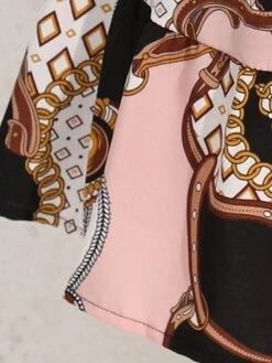 Women's Plus Size Curve Casual Dress Chiffon Dress A Line Dress Geometric Color Block Midi Dress Long Sleeve Lace Up Print Stand Collar Fashion Daily Pink Blue Fall Winter L XL XXL 3XL 4XL -Casual Print Dress Sales cgpaek1695025298070