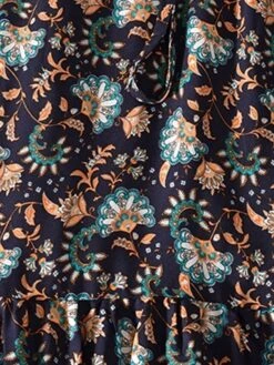 Women's Casual Dress Winter Dress Ethnic Dress Floral Tribal Lace Up Ruched Crew Neck Puff Sleeve Midi Dress Fashion Ethnic Outdoor Christmas Long Sleeve Loose Fit Red Khaki Dark Blue Fall Winter -Casual Print Dress Sales chdpzo1697791097791