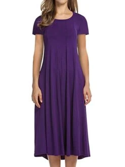 Women's Shift Dress Swing Dress Midi Dress Red Navy Blue Purple Short Sleeve Pure Color Ruched Summer Spring Crew Neck Classic 2023 S M L XL XXL 3XL 4XL 5XL 9 Women's Shift Dress Swing Dress Midi Dress Red Navy Blue Purple Short Sleeve Pure Color Ruched Summer Spring Crew Neck Classic 2023 S M L XL XXL 3XL 4XL 5XL -Casual Print Dress Sales chsknb1651557422913