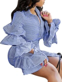 Women's Shirt Dress Sheath Dress Midi Dress Winter Dress Daily Vacation Polyester Cotton Blend Fashion Casual Shirt Collar Lace Up Ruched Long Sleeve Summer Spring Fall 2022 Regular Fit Red Light Blue -Casual Print Dress Sales ckrlyz1634352965732