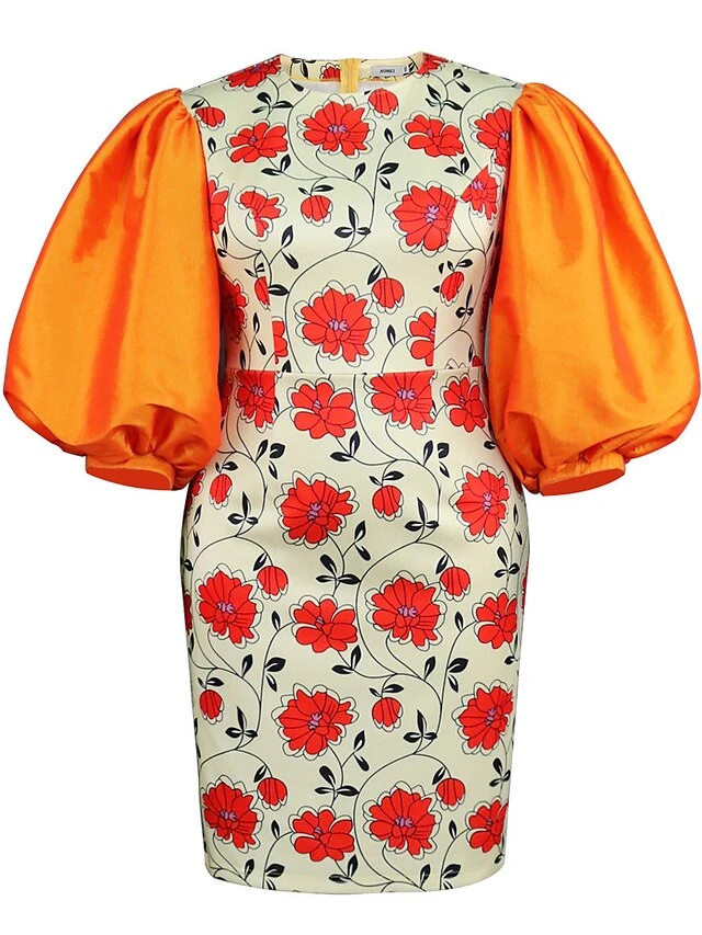 Women‘s Plus Size Curve Party Dress Cocktail Dress Wedding Guest Dress Midi Dress Orange 3/4 Length Sleeve Floral Print Spring Fall Winter Crew Neck Fashion Winter Dress Wedding Guest Vacation 2023 2 Women‘s Plus Size Curve Party Dress Cocktail Dress Wedding Guest Dress Midi Dress Orange 3/4 Length Sleeve Floral Print Spring Fall Winter Crew Neck Fashion Winter Dress Wedding Guest Vacation 2023 - Image 2