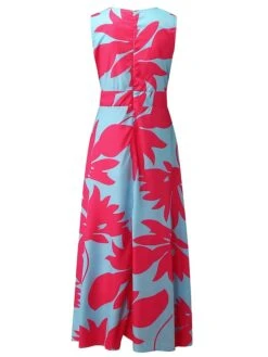 Women‘s Casual Dress Swing Dress Long Dress Maxi Dress Blue Light Green Fuchsia Sleeveless Floral Print Spring Summer V Neck 2023 S M L XL XXL -Casual Print Dress Sales clsivq1683620977849