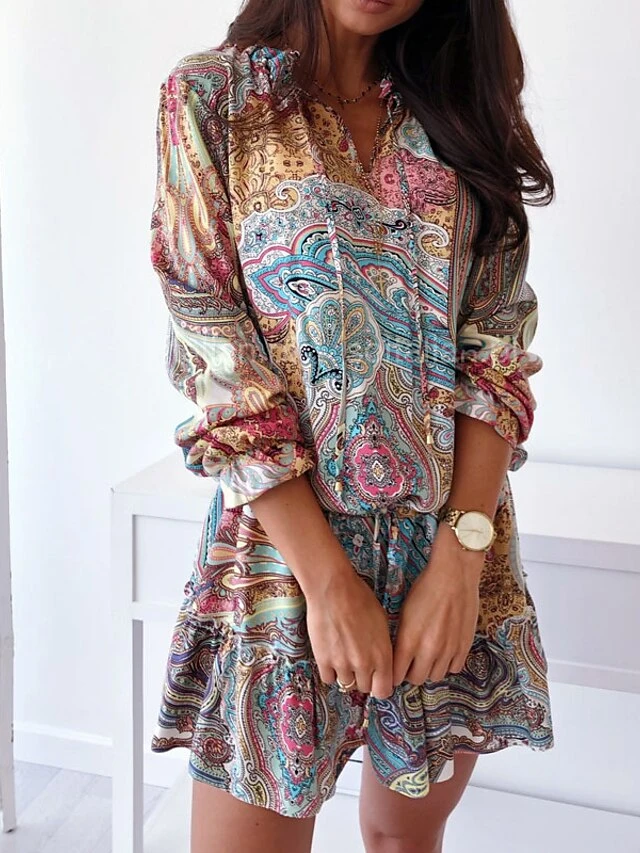 Women's Boho Dress Long Dress Maxi Dress Red Blue Purple Long Sleeve Print Print Summer Spring V Neck Casual Winter Dress Fall Dress Loose Fit Linen XS S M L XL 2XL 3XL 5 Women's Boho Dress Long Dress Maxi Dress Red Blue Purple Long Sleeve Print Print Summer Spring V Neck Casual Winter Dress Fall Dress Loose Fit Linen XS S M L XL 2XL 3XL - Image 5