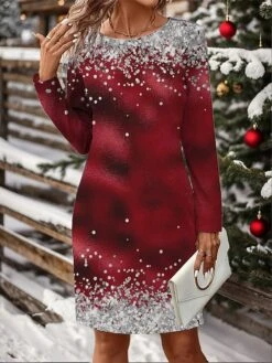 Women's Christmas Dress Casual Dress Mini Dress Active Fashion Outdoor Christmas Holiday Crew Neck Print Snowman Snowflake Loose Fit Black White Wine S M L XL XXL 7 Women's Christmas Dress Casual Dress Mini Dress Active Fashion Outdoor Christmas Holiday Crew Neck Print Snowman Snowflake Loose Fit Black White Wine S M L XL XXL -Casual Print Dress Sales cpcyxy1697106947224