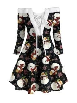 Women's Christmas Swing Dress Vintage Dress Mini Dress Green Blue Royal Blue Red White Black Long Sleeve Santa Claus Snowman Snowflake Feather Print Winter Fall Off Shoulder Stylish Elegant 15 Women's Christmas Swing Dress Vintage Dress Mini Dress Green Blue Royal Blue Red White Black Long Sleeve Santa Claus Snowman Snowflake Feather Print Winter Fall Off Shoulder Stylish Elegant -Casual Print Dress Sales cpzdmn1666597371072