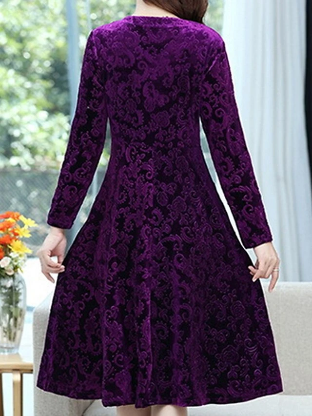 Women's Christmas Dress Casual Dress Velvet Dress Midi Dress Pocket Outdoor Christmas Street Fashion Elegant V Neck Long Sleeve 2023 Loose Fit Black Wine Blue Color XL XXL 3XL 4XL 5XL Size 4 Women's Christmas Dress Casual Dress Velvet Dress Midi Dress Pocket Outdoor Christmas Street Fashion Elegant V Neck Long Sleeve 2023 Loose Fit Black Wine Blue Color XL XXL 3XL 4XL 5XL Size - Image 4
