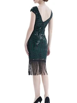 Women's Retro 1920s Fringe Dress Midi Dress Party Halloween Sequins Tassel Fringe Geometric V Neck Short Sleeve Regular Fit Spring Fall 2023 Silver Pink S M L XL -Casual Print Dress Sales ctfbkw1693212358493