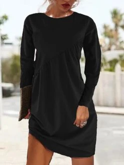 Women's Casual Dress Plain Dress Mini Dress Ruched Outdoor Daily Vacation Fashion Modern Crew Neck Long Sleeve 2023 Loose Fit Black Pink Wine Color S M L XL Size 8 Women's Casual Dress Plain Dress Mini Dress Ruched Outdoor Daily Vacation Fashion Modern Crew Neck Long Sleeve 2023 Loose Fit Black Pink Wine Color S M L XL Size -Casual Print Dress Sales cvgpzp1691495779488