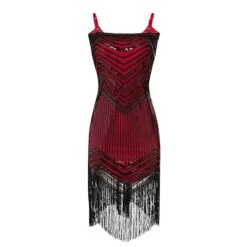 Women's Retro 1920s Fringe Dress Midi Dress Party Halloween Sequins Tassel Fringe Geometric Spaghetti Strap Sleeveless Regular Fit Spring Fall 2023 Silver Black S M L XL -Casual Print Dress Sales cwicxj1692615914871