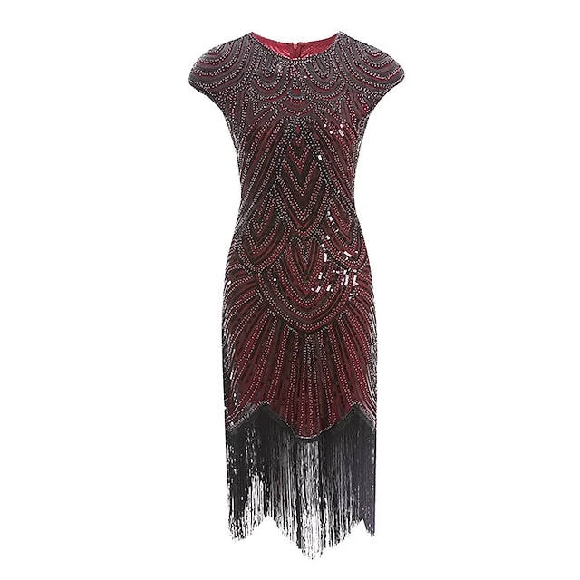 Women's Retro 1920s Fringe Dress Midi Dress Party Holiday Sequins Tassel Fringe Geometric Crewneck Short Sleeve Regular Fit Spring Fall 2023 Silver Black XS S M L 12 Women's Retro 1920s Fringe Dress Midi Dress Party Holiday Sequins Tassel Fringe Geometric Crewneck Short Sleeve Regular Fit Spring Fall 2023 Silver Black XS S M L - Image 12