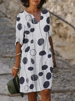 Women's Casual Dress Shift Dress Summer Dress Floral Geometric Print Split Neck Midi Dress Active Fashion Outdoor Daily Half Sleeve Regular Fit Pink Navy Blue Blue Summer Spring S M L XL XXL 7 Women's Casual Dress Shift Dress Summer Dress Floral Geometric Print Split Neck Midi Dress Active Fashion Outdoor Daily Half Sleeve Regular Fit Pink Navy Blue Blue Summer Spring S M L XL XXL -Casual Print Dress Sales cxtppw1685096071993