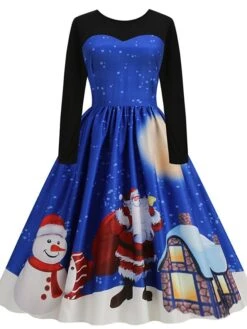 Women's Christmas Swing Dress Vintage DressKnee Length Dress Blue Royal Blue Light Blue Black Long Sleeve Santa Claus Elk Snowman Print Fall Winter Crew Neck Vacation Vintage 2022 S M L XL XXL 3XL 26 Women's Christmas Swing Dress Vintage DressKnee Length Dress Blue Royal Blue Light Blue Black Long Sleeve Santa Claus Elk Snowman Print Fall Winter Crew Neck Vacation Vintage 2022 S M L XL XXL 3XL -Casual Print Dress Sales cyaekm1665293396227