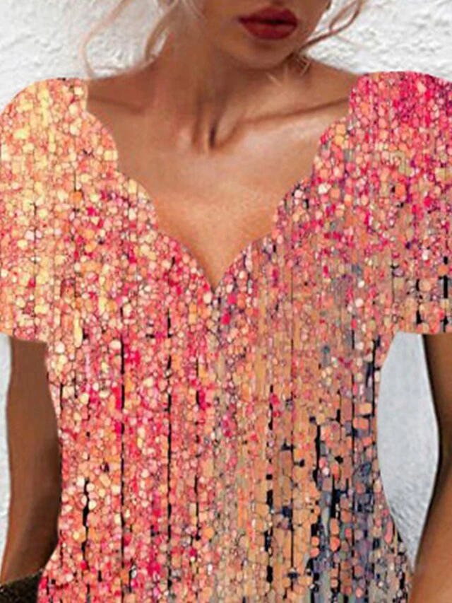 Women's Casual Dress Summer Dress Print Dress Ombre Print Scalloped Neck Mini Dress Active Fashion Outdoor Daily Short Sleeve Regular Fit Rainbow Summer Spring S M L XL XXL 3 Women's Casual Dress Summer Dress Print Dress Ombre Print Scalloped Neck Mini Dress Active Fashion Outdoor Daily Short Sleeve Regular Fit Rainbow Summer Spring S M L XL XXL - Image 3