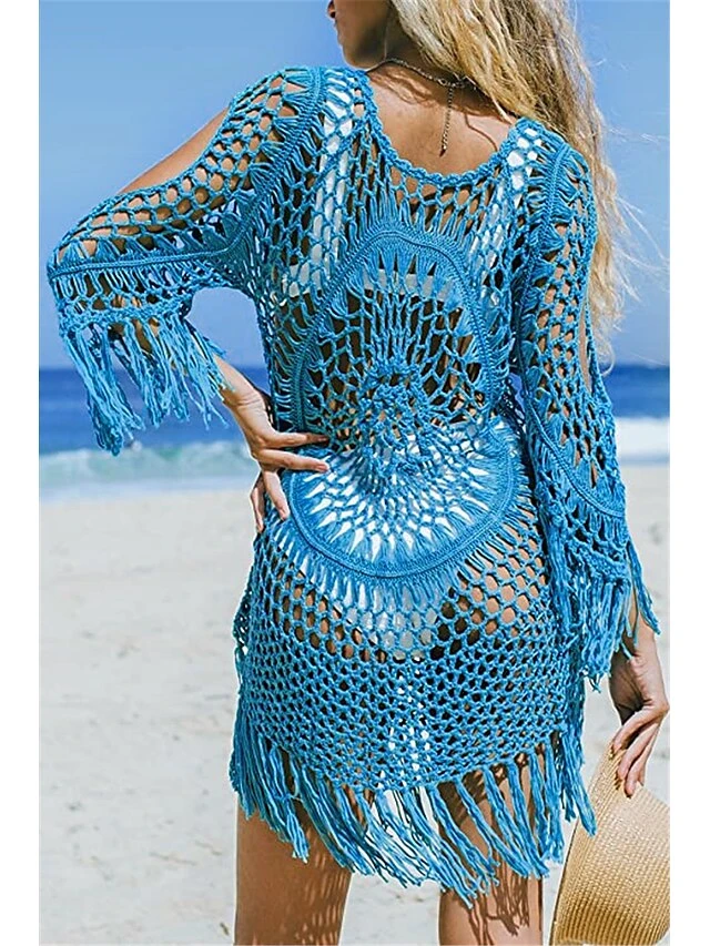 Women's Swimwear Cover Up Beach Dress Normal Swimsuit Hole Pure Color White Black Blue Rosy Pink Beige Plunge Bathing Suits New Vacation Fashion /y / Modern 9 Women's Swimwear Cover Up Beach Dress Normal Swimsuit Hole Pure Color White Black Blue Rosy Pink Beige Plunge Bathing Suits New Vacation Fashion /y / Modern - Image 9