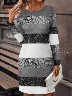 Women's Casual Dress Sweatshirt Dress Mini Dress Active Fashion Outdoor Holiday Vacation Crew Neck Print Striped Loose Fit White Pink Blue S M L XL XXL 6 Women's Casual Dress Sweatshirt Dress Mini Dress Active Fashion Outdoor Holiday Vacation Crew Neck Print Striped Loose Fit White Pink Blue S M L XL XXL -Casual Print Dress Sales ddctzr1695195912969