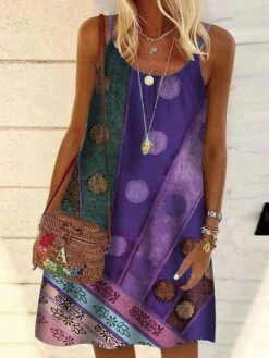 Women's Shift Dress Midi Dress Vintage Purple Vintage Green Vintage Gray Sleeveless Print Print Summer Spring Crew Neck Casual Daily 2023 S M L XL XXL 3XL 4XL 5XL -Casual Print Dress Sales ddcwwc1620187126536