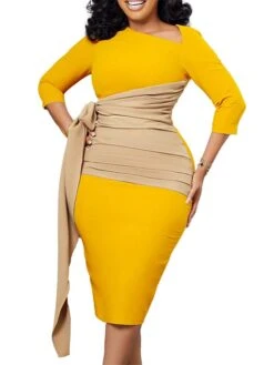 Women‘s Plus Size Curve Work Dress Color Block V Neck 3/4 Length Sleeve Spring Fall Work Elegant Knee Length Dress Work Work Dress Dress 15 Women‘s Plus Size Curve Work Dress Color Block V Neck 3/4 Length Sleeve Spring Fall Work Elegant Knee Length Dress Work Work Dress Dress -Casual Print Dress Sales demcrs1665655672636