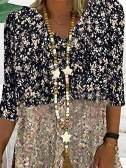 Women's Casual Dress Floral Dress Summer Dress Floral Print V Neck Midi Dress Active Fashion Outdoor Daily 3/4 Length Sleeve Regular Fit Wine Summer Spring S M L XL XXL -Casual Print Dress Sales dfdhjt1681887217560