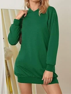 Women's Casual Dress Hoodie Dress Midi Dress Fashion Daily Outdoor Vacation Going Out Hoodie Pocket Solid Color Loose Fit Black White Red S M L XL XXL -Casual Print Dress Sales dhxoqe1697023558784