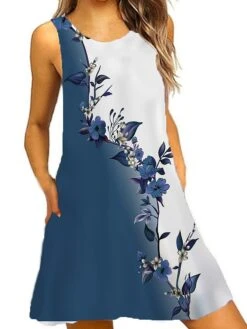 Women's Casual Dress Tank Dress Summer Dress Graphic Floral Print Crew Neck Mini Dress Fashion Classic Daily Holiday Sleeveless Loose Fit Colourful White Red Summer Spring S M L XL XXL -Casual Print Dress Sales diqzya1685693641526