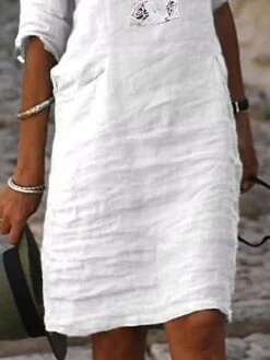 Women's Casual Dress Summer Dress Plain Dress Midi Dress Cut Out Daily Date Going Out Active Fashion V Neck Half Sleeve 2023 Regular Fit White Color S M L XL XXL Size 5 Women's Casual Dress Summer Dress Plain Dress Midi Dress Cut Out Daily Date Going Out Active Fashion V Neck Half Sleeve 2023 Regular Fit White Color S M L XL XXL Size -Casual Print Dress Sales djfqju1688557752424