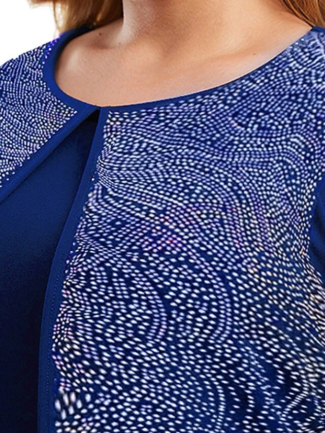 Women's Plus Size Curve Party Dress Cocktail Dress Sheath Dress Solid Color Midi Dress 3/4 Length Sleeve Patchwork Fake Two Piece Crew Neck Fashion Party Black Wine Fall Winter XL XXL 3XL 4XL 5XL 11 Women's Plus Size Curve Party Dress Cocktail Dress Sheath Dress Solid Color Midi Dress 3/4 Length Sleeve Patchwork Fake Two Piece Crew Neck Fashion Party Black Wine Fall Winter XL XXL 3XL 4XL 5XL - Image 11