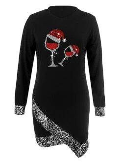 Women‘s Christmas Casual Dress Shift Dress Sheath Dress Mini Dress Black And White Black Gray Black And White Stripes Long Sleeve Elk Patchwork Winter Fall Autumn Crew Neck Fashion Date 2022 S M L XL -Casual Print Dress Sales dlddpo1667562413587