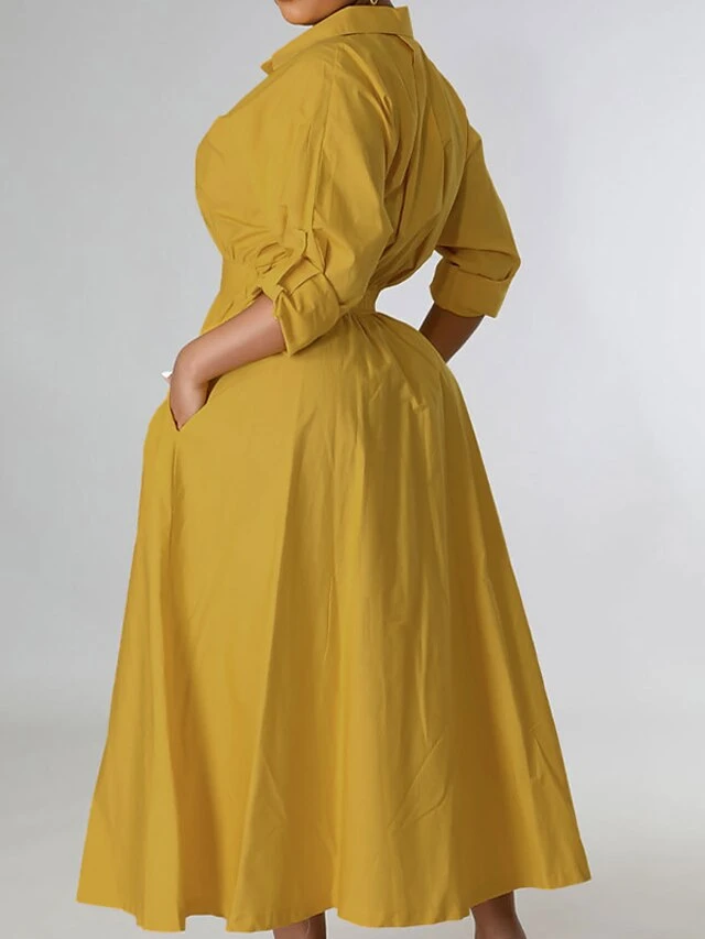 Women's Casual Dress Swing Dress Long Dress Maxi Dress Blue Yellow Orange Long Sleeve Pure Color Pocket Winter Fall Autumn Shirt Collar Winter Dress Weekend Fall Dress Loose Fit 2023 S M L XL XXL 12 Women's Casual Dress Swing Dress Long Dress Maxi Dress Blue Yellow Orange Long Sleeve Pure Color Pocket Winter Fall Autumn Shirt Collar Winter Dress Weekend Fall Dress Loose Fit 2023 S M L XL XXL - Image 12
