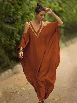 Women's Loose Long Dress Maxi Dress Black Red Wine Navy Blue Long Sleeve Pure Color Pure Color Summer Spring V Neck Casual Winter Dress Fall Dress 2023 One-Size -Casual Print Dress Sales dmcsat1658485068005