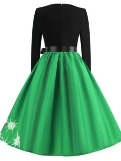 Women's Christmas Swing DressKnee Length Dress Green Blue Purple Red Long Sleeve Print Snowflake Bow Print Fall Winter Crew Neck Stylish 2022 S M L XL 2XL -Casual Print Dress Sales dpesoo1658813909721