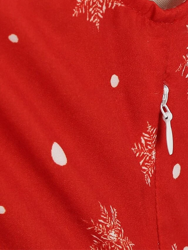 Women's Christmas Swing Dress Vintage DressKnee Length Dress Blue Wine Red Light BlueShort Sleeve Santa Claus Snowman Tree Print Fall Winter Square Neck Vintage Elegant Slim 2022 S M L XL 19 Women's Christmas Swing Dress Vintage DressKnee Length Dress Blue Wine Red Light BlueShort Sleeve Santa Claus Snowman Tree Print Fall Winter Square Neck Vintage Elegant Slim 2022 S M L XL - Image 19