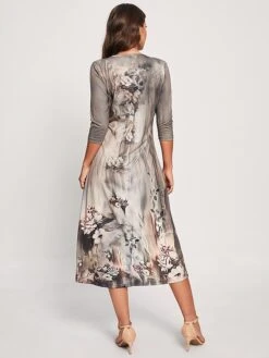 Women's Casual Dress Summer Dress Print Dress Floral Ruched Print Crew Neck Midi Dress Active Fashion Outdoor Daily 3/4 Length Sleeve Regular Fit Dark Green Purple Fuchsia Summer Spring S M L XL XXL -Casual Print Dress Sales dplxut1695874289401