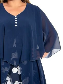 Women's Plus Size Curve Work Dress Floral V Neck Ruched 3/4 Length Sleeve Spring Summer Work Elegant Midi DressLayered Formal Vacation Dress -Casual Print Dress Sales dqndfz1694765025273